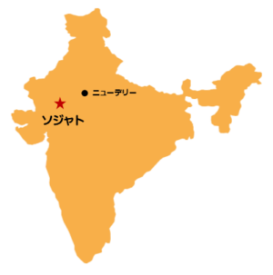 岐阜市のヘナとヘッドスパの美容室月と風で使っている、インドラジャスタン州ソジャトの地図画像